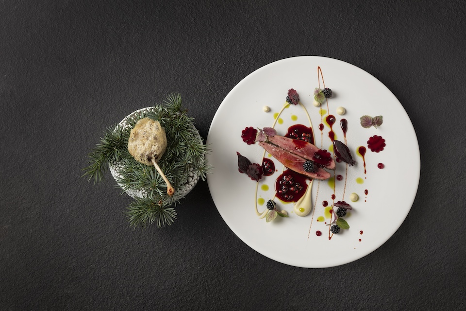 Aldwark Manor Chartwell tasting menu dish - Roasted Yorkshire Mallard celariac