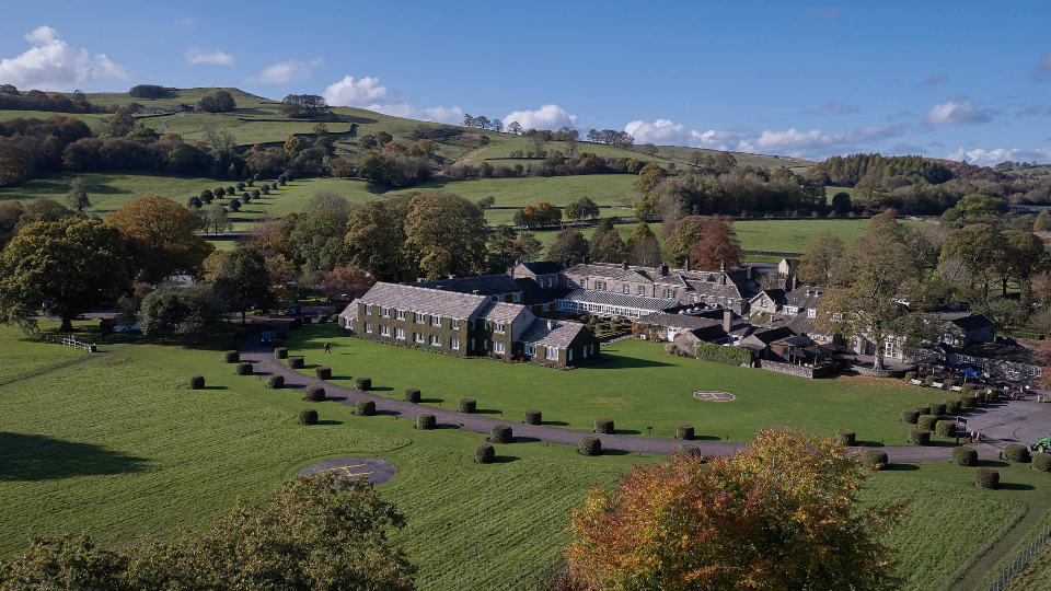 The Devonshire Arms Hotel & Spa, ariel view, summer view, autumn view, Yorkshire Dales, Bolton Abbey, Wedding venue, countryside