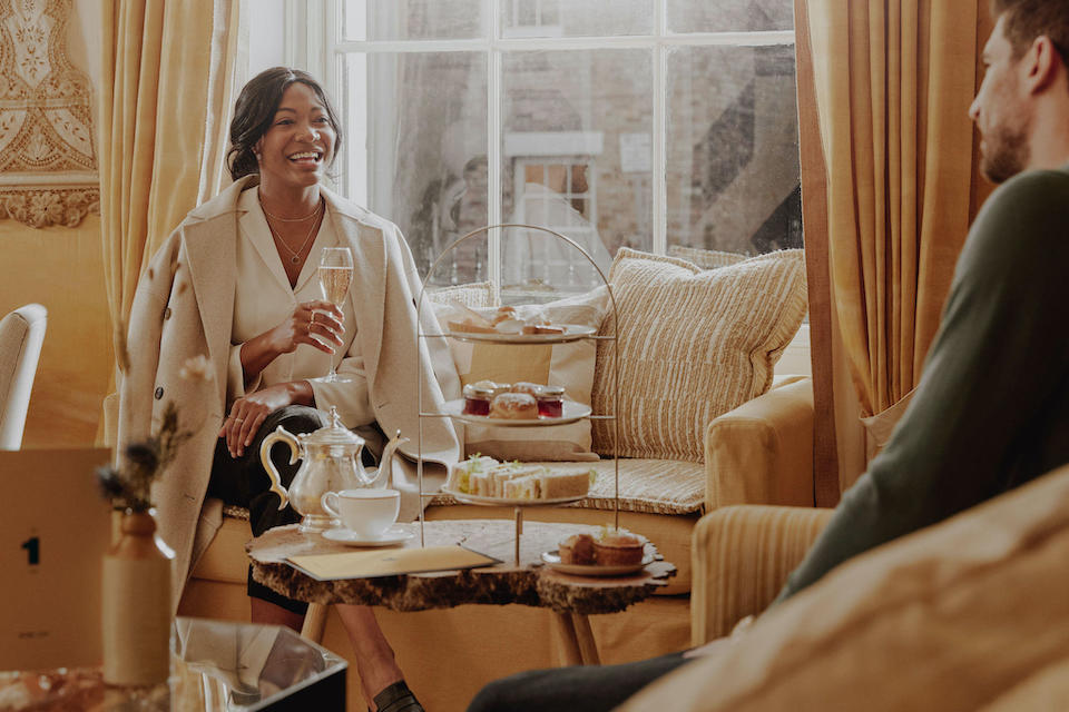 No 1 York Guest House couple enjoying afternoon tea