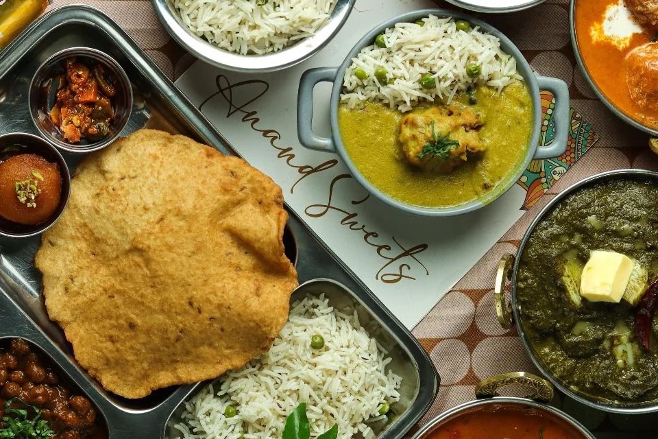 Anand Sweets selection of curries and side dishes