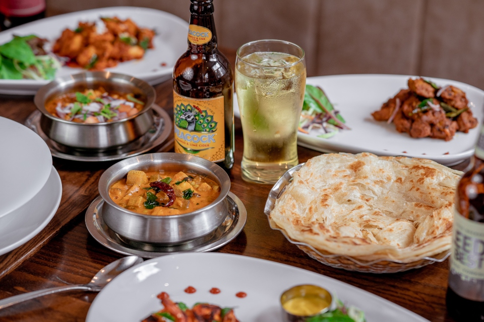 Tharavadu Leeds Indian restaurant - main courses and drinks