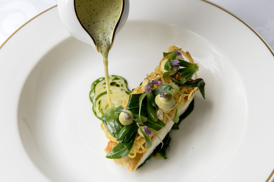 Middlethorpe Hall - Halibut with sauce - fine dining in York