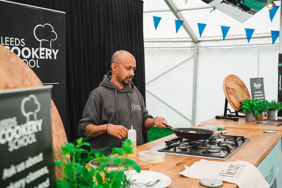 Chef bobby live chef demo at Harrogate Food and Drink Festival