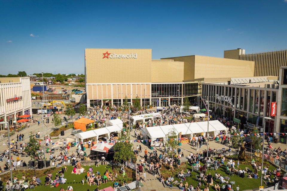 Flavours Food Festival Barnsley aeriel shot of festival