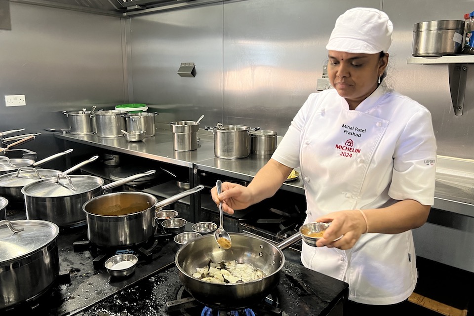 Minal Patel head chef in the kitchen