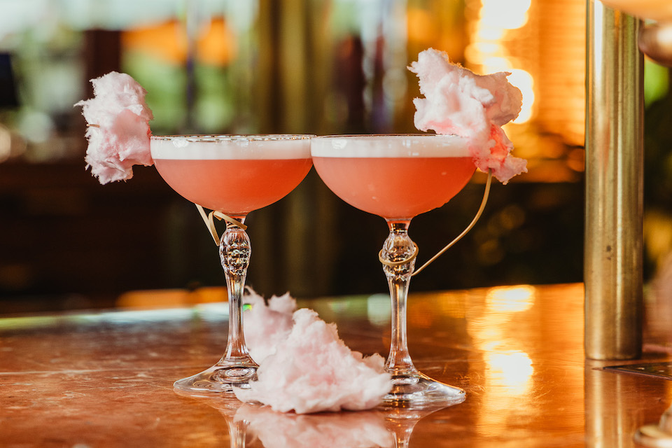 Rosa Cocktails with candyfloss